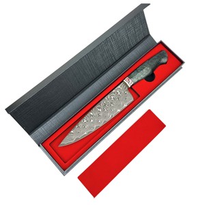 Cuchillos de Cocina Profesionales de Acero de Damasco Personalizados al por Mayor, OEM ODM, Mango de Fósil, Ambidiestros, Aptos para Lavavajillas, Modernos - Product Image 6