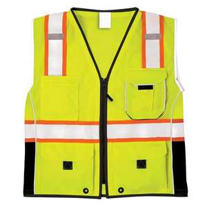 Chaleco de seguridad de poliéster de alta visibilidad para hombre, ropa de trabajo reflectante con bolsillos y cremallera, ropa de trabajo protectora antiestática a prueba de viento - Product Image 4