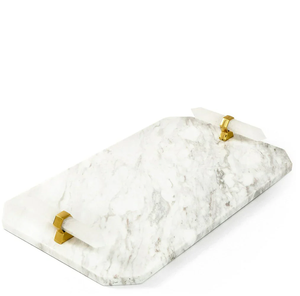 Bandeja de servicio de mármol rectangular de nuevo estilo Bandeja decorativa de mármol blanco de piedra natural al por mayor - Product Image 2