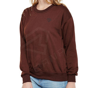 Sudadera de Mujer de Invierno de Alta Calidad, Cuello Redondo Acordonado, 80% Algodón, 20% Poliéster, Puños Acordonados, Lavado Ácido, Estampada - Product Image 1