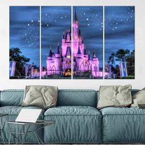 Impression sur toile Château de nuit étoilée enchantée : œuvre d'art élégante, toile enveloppée 4P - Product Image 1