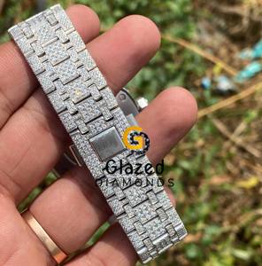 Elegante reloj Hip Hop Brilliant Cut VVS Clarity Moissanite Diamond para hombre, banda de acero inoxidable completamente helado, alta ETA Wear Anywhere - Product Image 5