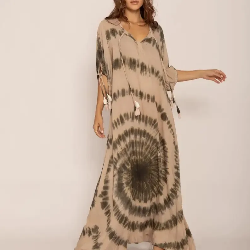 Vestido tradicional etiope para mulheres, blusa com laço, vestido de kaftan arco-íris para meninas, vestido curto de praia, vestido de praia, com tie-dye