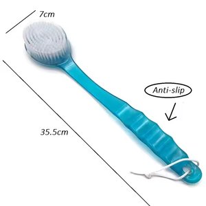 Cepillo de esponja de plástico de mango largo para baño, diferentes colores, estilo moderno, peso de 50g para baño de ducha de masaje - Product Image 4