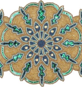 Christmas Decorative and Leaves Design Beaded <b>Runner</b> Placemat <b>Dining</b> <b>Table</b> Fancy Mat Handmade Decorative <b>Runners</b> for Wedding - Product Image 1