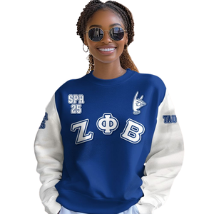 Zeta Phi เสื้อสวมหัวผ้าฟลีซสำหรับผู้หญิงรุ่นเบต้าเสื้อสวมหัวเสื้อคอกลมเสื้อสเวตเชิ้ต1920ปักลายกรีก - Product Image 4