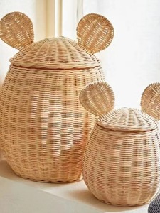 Juego de 2 Cestas de Mimbre en Forma de Oso, Cestas de Almacenamiento Hechas a Mano, Mimbre Natural, Modernas, Multifuncionales, Hechas en Vietnam - Product Image 2