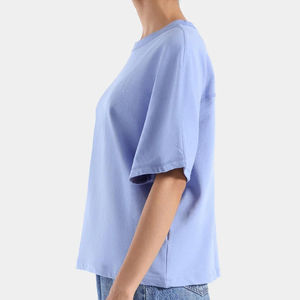 Camisetas de manga corta de verano de moda para mujer 100% algodón tejido personalizado al por mayor DISEÑO DE Panel de gran tamaño en blanco para hombres y mujeres - Product Image 2