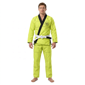 ชุดยูโด/บราซิลเลี่ยนยิวยิตสู (BJJ Gi) สีเหลือง ผ้าฝ้าย สำหรับผู้ชาย พิมพ์ลายด้านหน้า ระบายอากาศได้ดี ทรงปกติ ไซส์ผู้ใหญ่ พร้อมโลโก้สั่งทำได้ - Product Image 1