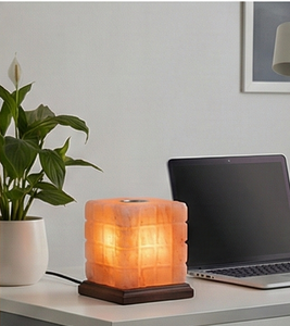 Lampe d'aromathérapie en forme de cube doublée de sel de l'Himalaya, purificateur d'air, lampe de sel rose naturelle pour la maison et le bureau - Product Image 4