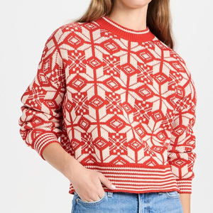 เสื้อสเวตเตอร์คอเต่าสำหรับผู้หญิงเสื้อสเวตเตอร์ถักแบบสวมหัวพิมพ์ลายโลโก้ออกแบบได้ตามต้องการสำหรับฤดูหนาว - Product Image 1