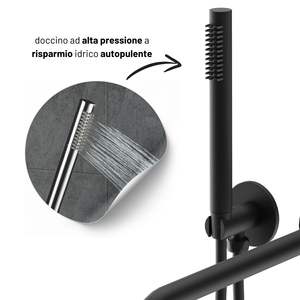 Set miscelatore da bagno a parete a leva singola con doccia a mano e confezione da 1 pezzo nera opaca - Product Image 3