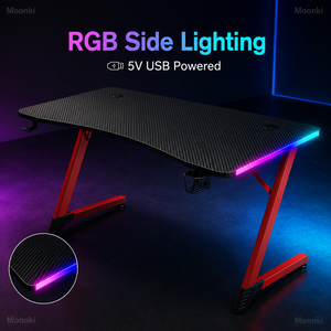Bureau de jeu électrique RGB en fibre de carbone avec réglage en hauteur, bureau d'ordinateur de jeu motorisé pour salles d'e-sport - Product Image 6