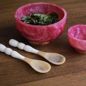 Servidores de ensalada de resina con asas de burbujas vibrantes y dientes y cucharas Trendy Aqua Swirl Pattern Acrylic Salad Servers Sets - Product Image 6