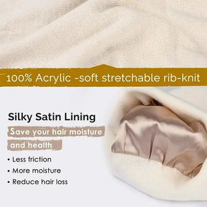 Bonnet d'hiver tricoté doublé satin premium 2026, chaud et protecteur pour les cheveux, avec patch en caoutchouc personnalisé OEM ou logo brodé, vente en gros - Product Image 6