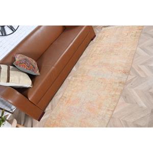 Turkish Vintage Rug 2.5x9.8 ft, Herki <b>Brown</b> Animal Print <b>Wool</b> Rug - Product Image 4