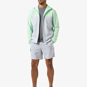 Conjunto de chaqueta cortavientos y pantalón corto personalizado de dos piezas, ropa de calle, chándal cortavientos de poliéster con cremallera, conjunto de dos piezas de longitud completa - Product Image 6