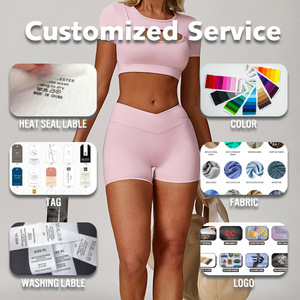 Women Crossover Yoga Shorts High Waist V Shape <b>Tummy</b> <b>Control</b> Workout Gym Shorts Fitness OEM Custom Logo Manufacturer - Product Image 6