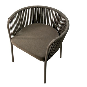 Chaise de salle à manger nordique élégante avec corde tissée et cadre en aluminium et coussin anti-soleil pour les expériences de salle à manger modernes - Product Image 4