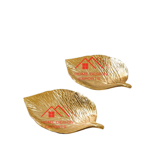 Plateau décoratif en aluminium plaqué or à 3 feuilles Plateau décoratif en forme de plaqué or tendance 2024 - Product Image 5