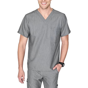 Hauts de gommage uniformes médicaux 2025 pour hommes soins de santé couleur unie couleur personnalisée couleur unie élégant gommage uniforme hauts wd à manches courtes - Product Image 4
