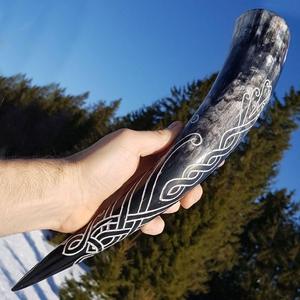 Cuerno para beber de ágata genuina seguro para alimentos a pedido, cuerno vikingo para beber con soporte de cuero para boda, hogar, hotel de la India - Product Image 6