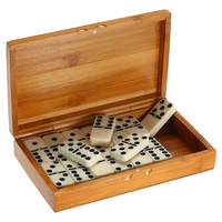 Coffret de dominos en os poli et ébène, style animalier antique, écologique, forme rectangulaire, décoration de vacances, cadeau artisanal