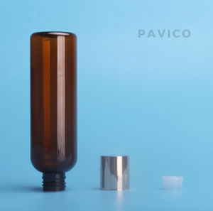 Envase Cilíndrico de Plástico PET de 200 ml con Logotipo Personalizado, Color Marrón, con Tapa de Rosca para Suero/Tónico/Loción - Product Image 2