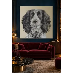 Fida Beige Background Curly-Eared Spaniel <b>Canvas</b> Print - Product Image 4