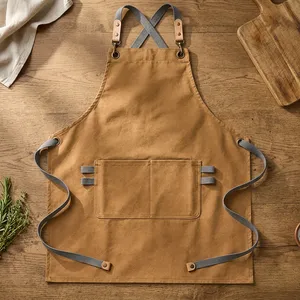 Tablier classique en toile sans manches avec ceinture réglable et doubles poches, résistant à l'eau et durable pour les produits de nettoyage - Product Image 1