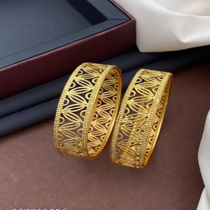 Luxury Designer Brass Bangles for Women Elegant and Trendy Gold Plated Jewelry Perfect for Parties and Special Events - Product Image 1