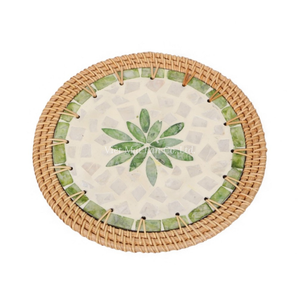 Mantel Individual de Nácar Natural con Borde de Ratán para Decoración Diaria de Mesa de Comedor y Estilo del Hogar, de Vietnam - Product Image 3