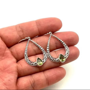 ต่างหูเงินทำด้วยมือสไตล์ Boho เครื่องประดับ925เงินสเตอร์ลิงต่างหูเพอริดอตเครื่องประดับสำหรับผู้หญิงของขวัญ - Product Image 1