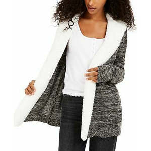 Cardigan con finiture in sherpa per ragazze Crave Fame, grigio, taglia extra small - Product Image 1