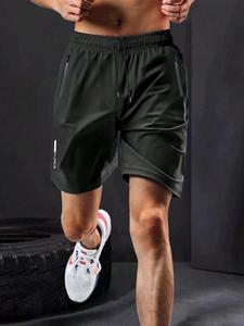 Short de fitness sportif taille moyenne à séchage rapide pour hommes offre spéciale maille solide respirant décontracté toile poche inclinée taille élastique - Product Image 3