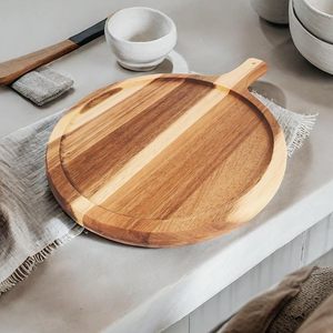 Planche à découper en bambou bois d'acacia durable poignée pour servir la viande fromage pain légumes couverts bloc de coupe amical - Product Image 5