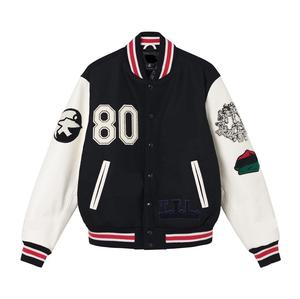 Veste en cuir PU pour homme décontractée, tendance 2026, surdimensionnée, style preppy, broderie de boutons, col vintage gris sable, personnalisée - Product Image 2