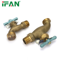 IFAN vente en gros robinet en laiton personnalisable 1/2 "robinet à bavette de jardin en laiton doré poignée verte Double mâle fileté Bibcock en laiton