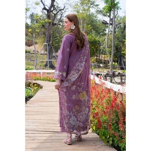 Chemise en tissu lawn brodée GARNET-3PC avec dupatta imprimé en mousseline et pantalon pour le printemps/été - BIC-4861 - Product Image 5