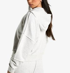 เสื้อออกกำลังกายแขนยาวมีฮู้ดแบบรูดซิปหน้าประตูผ้าใส่สบายมาใหม่ - Product Image 5