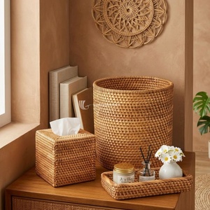 Rattan <b>Bathroom</b> Accessories Set, Premium Artisanal Tissue Cover, Waste <b>Basket</b> and Vanity Tray Wholesale Vietnam Handicraft - Product Image 5