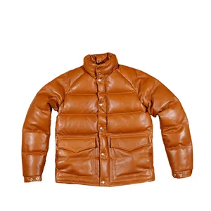Genuine Sheepskin 500g Down Puffer Jacket Men Winter Coat Cold-proof Thick Orange Leather Jackets for Men Chiquita's Para Hombre