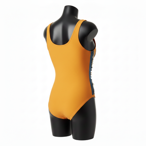 Traje de Baño de Lujo para Mujer en Poliéster y Spandex, Color Naranja, Estilo con Paneles Laterales, Logotipo Personalizado con Transferencia Térmica - Product Image 5