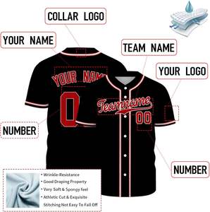 Maillot de baseball en polyester respirant personnalisé pour hommes, uniforme de softball OEM ODM avec logo pour les équipes scolaires, chemise de teamwear - Product Image 5