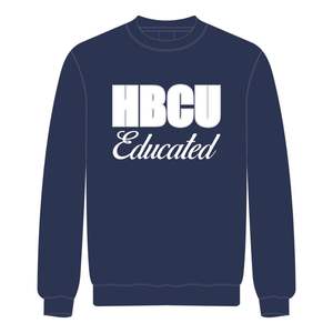HBCU Educated Dark Blue Crewneck Sweatshirt Chenille Embroidery Greek Sorority Divine Nine Collegiate <b>Pride</b> Custom Logo Fashion - Product Image 2