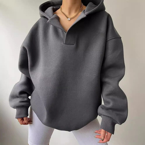 Women hoodie <b>vintage</b> <b>oversized</b> cotton pullover with soft warm fleece lining for trendy autumn and winter casual outfits - Product Image 1