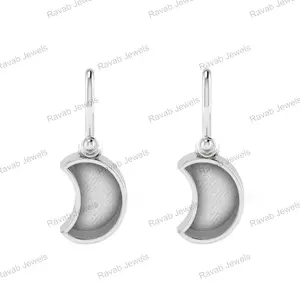 Best Quality Customized Half Moon Empty Breastmilk Gift Findings 925 Sterling Silver Attractive Design Dangle Earring For Women