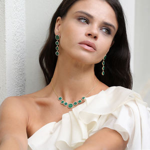 Forme ronde Malachite Clair Zircon Pierre Nouvelle Tendance Collier En Gros 925 Bijoux En Argent Sterling - Product Image 4