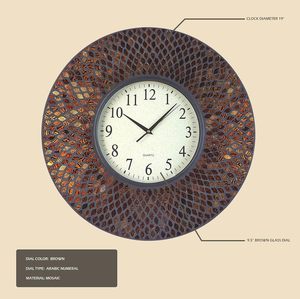 Horloge murale en mosaïque, horloge murale décorative pour la maison et le bureau, horloge au design élégant en mosaïque - Product Image 3