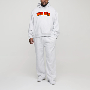 Streetwear à logo imprimé bouffant personnalisé Pantalon de survêtement évasé de style hip hop Ensemble pull à capuche surdimensionné de couleur unie et jogging baggy - Product Image 1